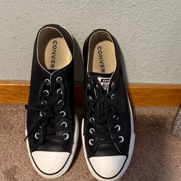 Converse All Star women platform low black leather 561681C - Picture 1 of 4